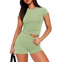 Sampeel Womens Two Piece Lounge Sets Casual Summer Outfits 2 Piece Short Matching Clothing Set