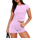 Sampeel Womens Two Piece Lounge Sets Casual Summer Outfits 2 Piece Short Matching Clothing Set