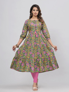 Samragyi Women Floral Print Printed Anarkali Kurta