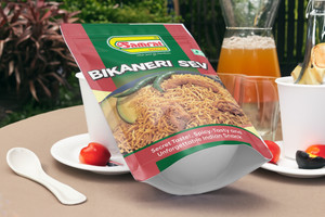 samrat bikaneri sev crazy slims tangy  crispy taste namkeenghar jaisi hi namkeen bhujia sev 410 g