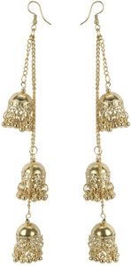 samridhi dc princess oxidised metal womens triple jhumki alloy jhumki earring
