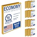 Samsill 0.5 Inch 3 Ring Binders, Economy Round Ring, Clear View Cover, 100 Sheet Capacity - for School, Home, Office - Yellow, 12 Pack