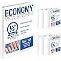Samsill 0.5 Inch 3 Ring Binder, Economy Round Ring, Clear View Cover, 100 Sheet Capacity - for School, Home, Office - White, 6 Pack