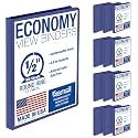 Samsill 0.5 Inch 3 Ring Binders, Economy Round Ring, Clear View Cover, 100 Sheet Capacity - for School, Home, Office - Blue, 12 Pack