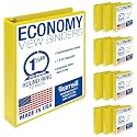 Samsill 1.5 Inch 3 Ring Binders, Economy Round Ring, Clear View Cover, 325 Sheet Capacity - for School, Home, Office - Yellow, 12 Pack