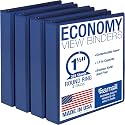 Samsill 1.5 Inch 3 Ring Binders, Economy Round Ring, Clear View Cover, 325 Sheet Capacity - for School, Home, Office - Blue, 4 Pack