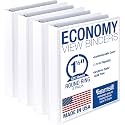 Samsill 1.5 Inch 3 Ring Binders, Economy Round Ring, Clear View Cover, 325 Sheet Capacity - for School, Home, Office - White, 4 Pack