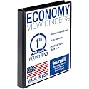 Samsill 1 Inch 3 Ring Binder, Economy Round Ring, Clear View Cover, 200 Sheet Capacity - for School, Home, Office - Charcoal Black