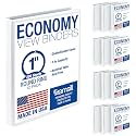Samsill 1 Inch 3 Ring Binders, Economy Round Ring, Clear View Cover, 200 Sheet Capacity - for School, Home, Office - White, 12 Pack