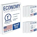 Samsill 1 Inch 3 Ring Binders, Economy Round Ring, Clear View Cover, 200 Sheet Capacity - for School, Home, Office - White, 6 Pack