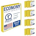 Samsill 1 Inch 3 Ring Binders, Economy Round Ring, Clear View Cover, 200 Sheet Capacity - for School, Home, Office - Yellow, 12 Pack