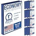 Samsill 1 Inch 3 Ring Binders, Economy Round Ring, Clear View Cover, 200 Sheet Capacity - for School, Home, Office - Blue, 12 Pack