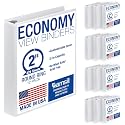 Samsill 2 Inch 3 Ring Binders, Economy Round Ring, Clear View Cover, 425 Sheet Capacity - for School, Home, Office - White, 12 Pack