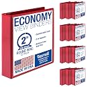 Samsill 2 Inch 3 Ring Binders, Economy Round Ring, Clear View Cover, 425 Sheet Capacity - for School, Home, Office - Red, 12 Pack