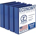 Samsill 2 Inch 3 Ring Binders, Economy Round Ring, Clear View Cover, 425 Sheet Capacity - for School, Home, Office - Blue, 4 Pack