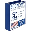 Samsill 3 Inch 3 Ring Binder, Economy Round Ring, Clear View Cover, 550 Sheet Capacity - for School, Home, Office - Blue