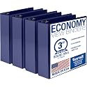 Samsill 3 Inch 3 Ring Binders, Economy Round Ring, Clear View Cover, 550 Sheet Capacity - for School, Home, Office - Blue, 4 Pack