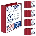 Samsill 3 Inch 3 Ring Binders, Economy Round Ring, Clear View Cover, 550 Sheet Capacity - for School, Home, Office - Red, 12 Pack