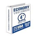 Samsill 4 Inch 3 Ring Binder, Economy Round Ring, Clear View Cover, 675 Sheet Capacity - for School, Office, Home - Pearl White