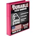 Samsill Durable 1.5 Inch Binder, D Ring Binder, Customizable Clear View Cover, Magenta, Holds 350 Pages