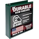Samsill Durable 2 Inch Binder, D Ring Binder, Customizable Clear View Cover, Green, Holds 475 Pages
