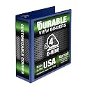 Samsill Durable Binder, Locking D Ring Binder, Customizable Clear View Cover, Dark Blue, Holds 775 Pages, 4 Inch (Pack of 6)