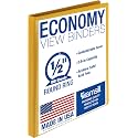 Samsill Economy 0.5 Inch 3 Ring Binder, Round Ring Binder, Customizable Clear View Cover, Yellow (‎18515)