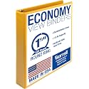 Samsill Economy 3 Ring Binder Organizer, 1.5 Inch Round Ring Binder, Customizable Clear View Cover, Yellow Binder