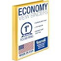 Samsill Economy 3 Ring Presentation View Binder, 1 Inch Round Ring, Yellow – Holds 200Sheets, Customizable Clear View Cover(18531)
