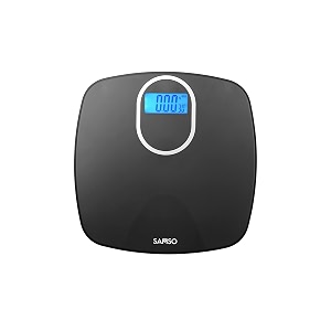 samso digital bathroom scale weight machine for body weight i strong abs build body with step-on technology  lightweight amp bright white lcd display for easy readability black-step