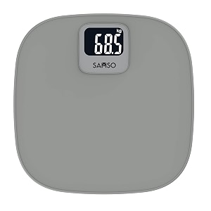 samso digital bathroom scale weight machine for body weight i strong abs build body with step-on technology  lightweight amp bright white lcd display for easy readability grey-pace