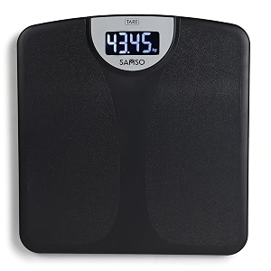 samso digital bathroom scale weight machine for body weight i strong abs build body with step-on technology  lightweight amp bright white lcd display for easy readability black-power