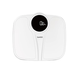 samso digital bathroom scale weight machine for body weight i strong abs build body with step-on technology  lightweight amp bright white lcd display for easy readability white-vital