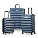 Samsonite Hard-Sided 20, 24 &amp; 28 Inch 3-Piece Lightweight Checked Large Expandable Element Suitcase Set: Durable, 360° Spinner Wheels, Adjustable Telescopic Handle, TSA-Approved Lock - Captains Blue