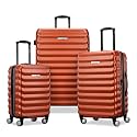 Samsonite Hard-Sided 20, 24 &amp; 28 Inch 3-Piece Lightweight Checked Large Expandable Element Suitcase Set: Durable, 360° Spinner Wheels, Adjustable Telescopic Handle, TSA-Approved Lock - Copper Orange