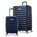 Samsonite Hard-Sided 20 &amp; 28 Inch 2-Piece Lightweight Checked Large Expandable Element Suitcase Set: Durable, 360° Spinner Wheels, Adjustable Telescopic Handle, TSA-Approved Lock - Navy