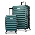 Samsonite Hard-Sided 20 & 28 Inch 2-Piece Lightweight Checked Large Expandable Element Suitcase Set: Durable, 360° Spinner Wheels, Adjustable Telescopic Handle, TSA-Approved Lock - Bistro Green
