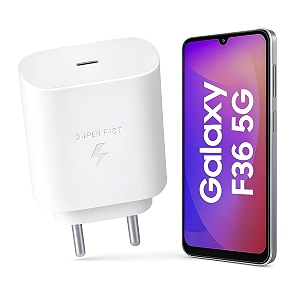 25w usb-c super-fast charger adapter  compatible with samsung galaxy f36 m35 m06 a55 m16 f05 f55 s25 s24 s23 z foldflip 7654 tab series  type-c pd charging adapter - white