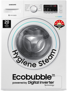 samsung 65 kg with steam fully automatic front load washing machine with in-built heater white