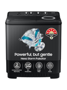samsung 95 kg 5 starair turbo drying semi automatic top load black grey wt95a4260gdtl