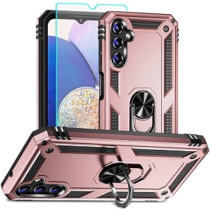 for samsung a14 5g case galaxy a14 5g phone case with hd screen protector military grade 16ft drop tested ring shockproof protective phone case for samsung galaxy a14 5grose gold