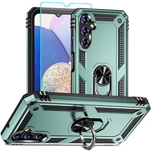 for samsung a14 5g case galaxy a14 5g case with hd screen protector military grade 16ft drop tested ring shockproof protective phone case for samsung galaxy a14 5gdark green