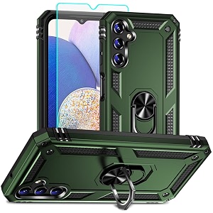 for samsung a14 5g case galaxy a14 5g phone case with hd screen protector military grade 16ft drop tested ring shockproof protective phone case for samsung galaxy a14 5garmygreen