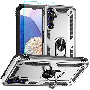 for samsung a14 5g case galaxy a14 5g phone case with hd screen protector military grade 16ft drop tested ring shockproof protective phone case for samsung galaxy a14 5gsilver