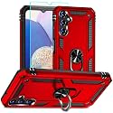 for Samsung A14 5G Case, Galaxy A14 5G Phone Case with HD Screen Protector, [Military Grade 16ft. Drop Tested] Ring Shockproof Protective Phone Case for Samsung Galaxy A14 5G,Red