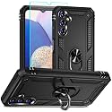 for Samsung A14 5G Case, Galaxy A14 5G Phone Case with HD Screen Protector, [Military Grade 16ft. Drop Tested] Ring Shockproof Protective Phone Case for Samsung Galaxy A14 5G,Black