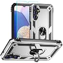 for Samsung A14 5G Case, Galaxy A14 5G Phone Case with HD Screen Protector, [Military Grade 16ft. Drop Tested] Ring Shockproof Protective Phone Case for Samsung Galaxy A14 5G,Silver