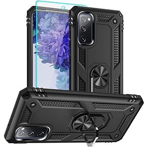 for samsung galaxy s20 fe case samsung s20 fe case with hd screen protector military grade 16ft drop tested ring shockproof protective phone case for samsung galaxy s20 feblack