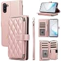 for Samsung Galaxy S24 Plus Case Wallet, 6-Card Holder, Rose Gold