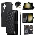 for Samsung Galaxy S24 Ultra Case Wallet, 6-Card Holder, Black